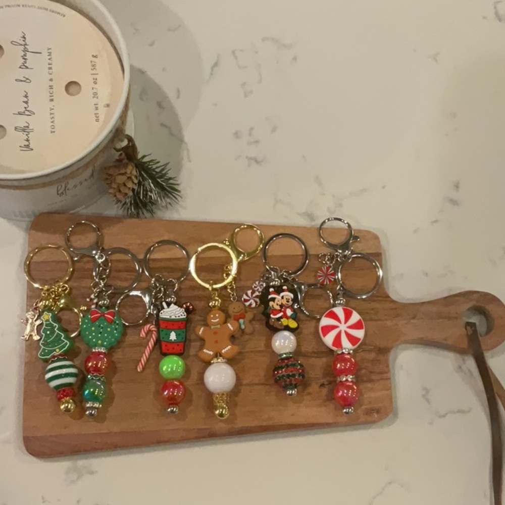 Handcrafted Beaded Christmas Keychains